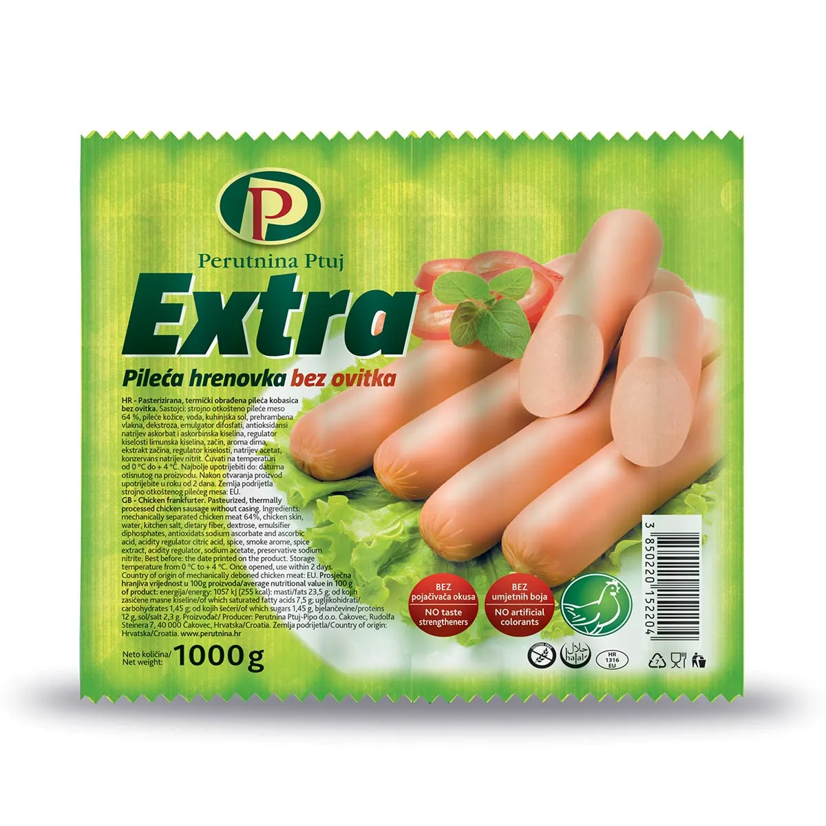 Pileća hrenovka Extra 1kg - Perutnina Ptuj